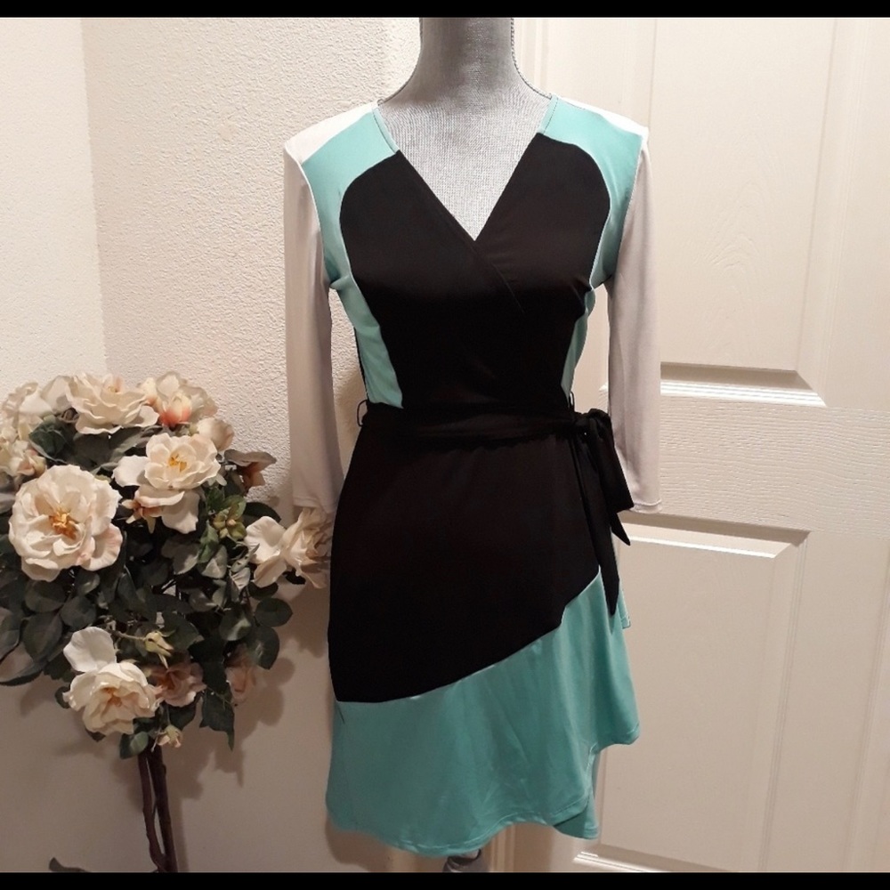 Colorblock Wrap Dress